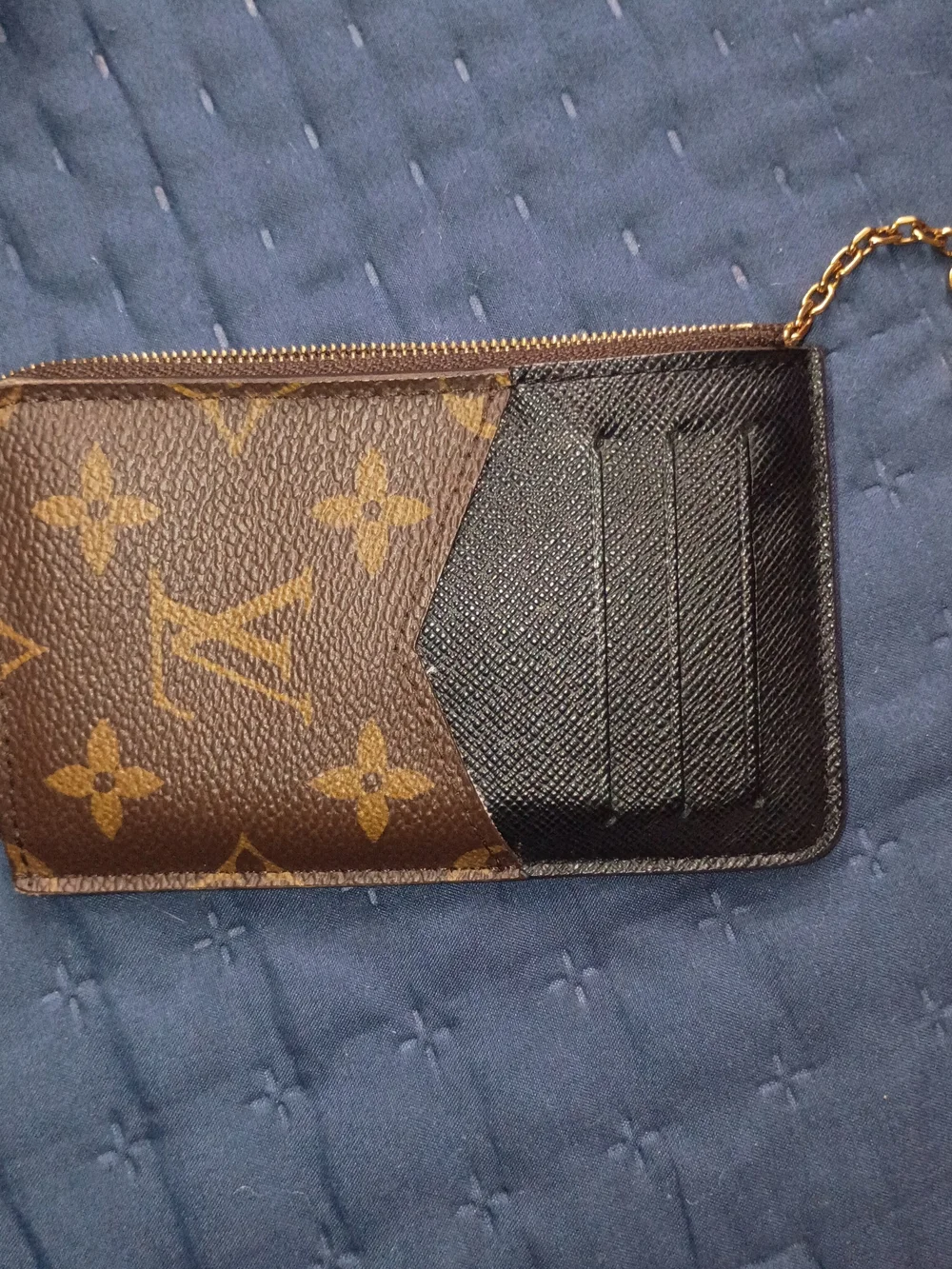 Brown Monogram Envelope Wallet with Gold Hardware